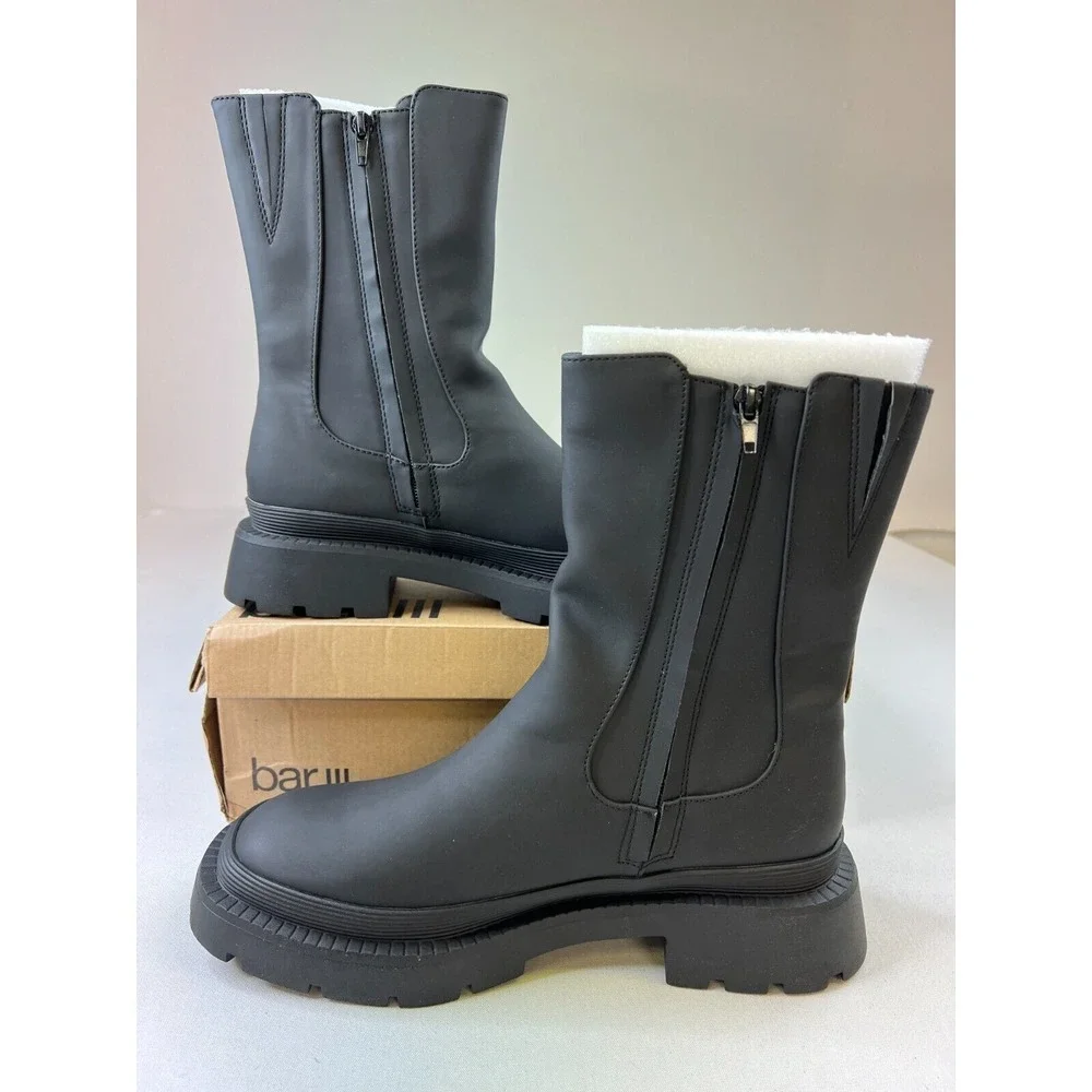 Bar III Womens Tikka Chelsea Boots Black Square Toe Water-Resistant Shoes Sz 10M